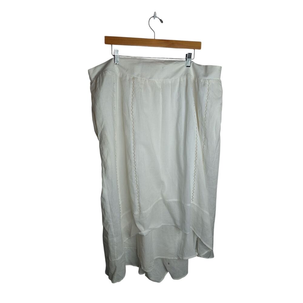 NWT Melissa McCarthy Seven White Eyelette High Low Midi Skirt size 2X garden
